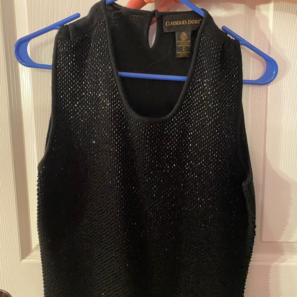 Black shimmery Sleeveless little button in the back